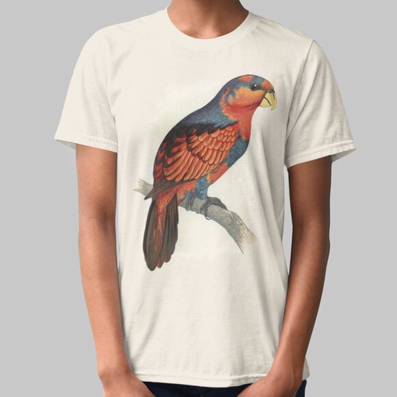 Outfit Bits Tops - Red and Blue Lory Vintage Parrot Print Short Sleeve Graphic Tee T-shirt S M L XL